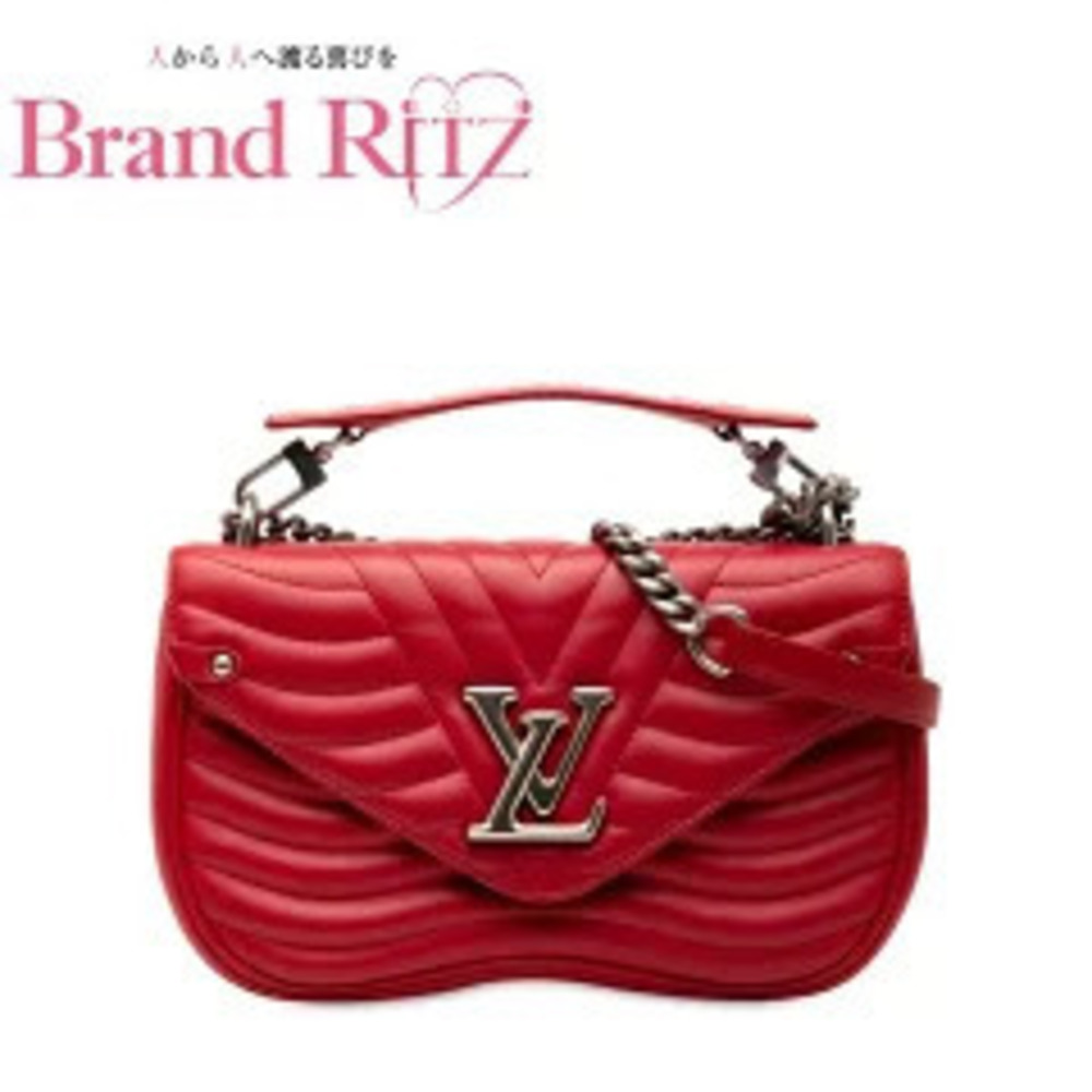 Louis Vuitton Wave Chain Bag Leather 2Way Shoulder Bag Red